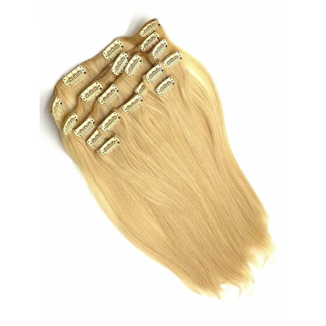 18" Silky Straight Clip-In Hair Extensions - Human Hair Set