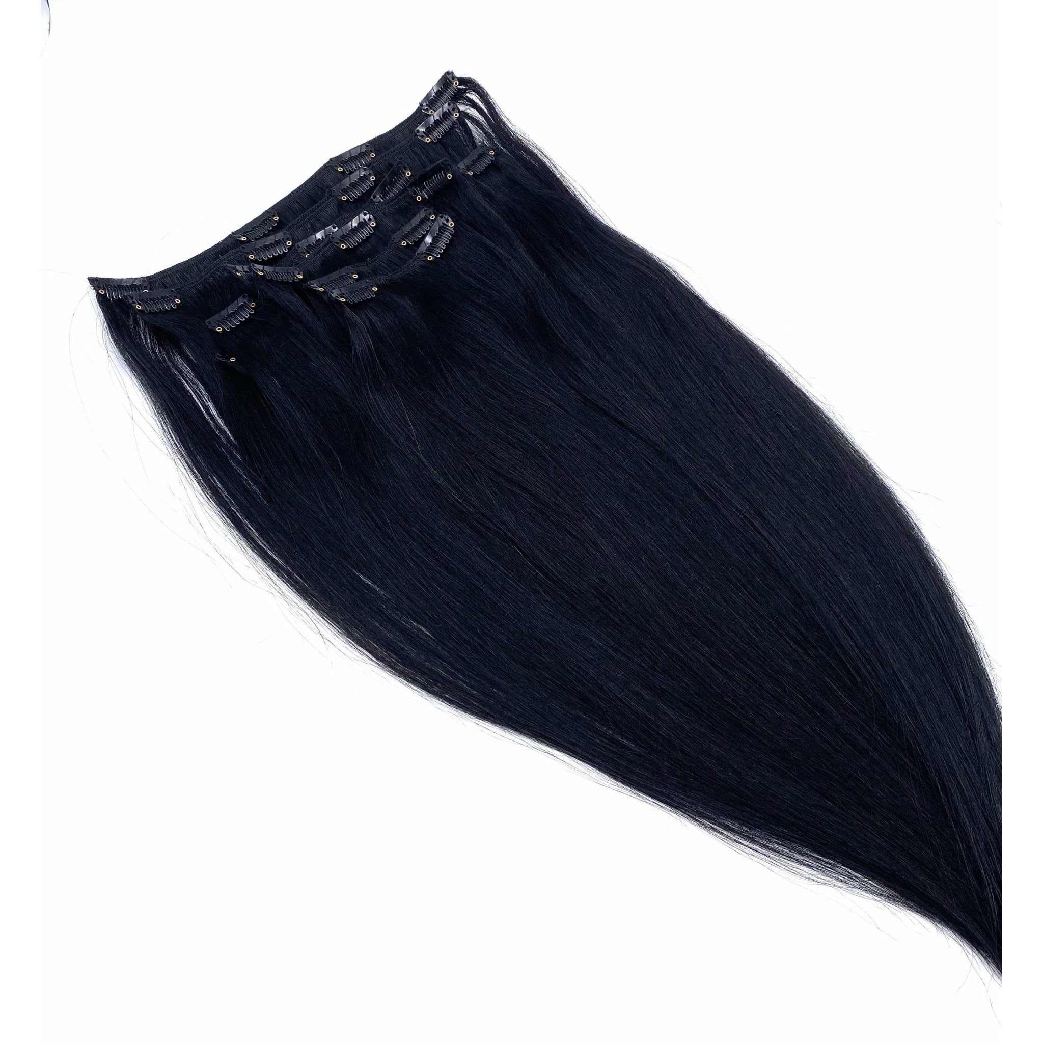 18" Silky Straight Clip-In Hair Extensions - Human Hair Set
