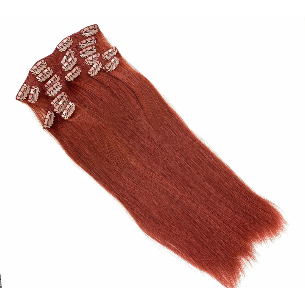 18" Silky Straight Clip-In Hair Extensions - Human Hair Set