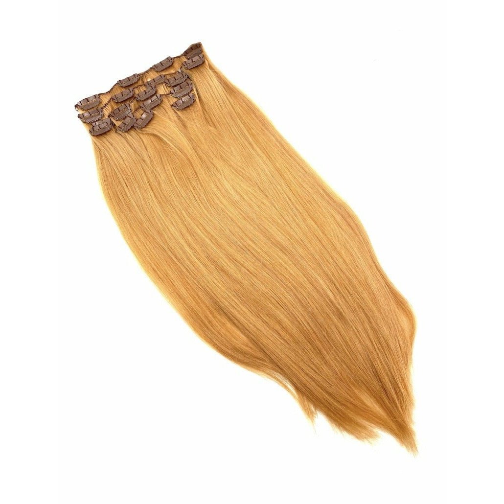 18" Silky Straight Clip-In Hair Extensions - Human Hair Set