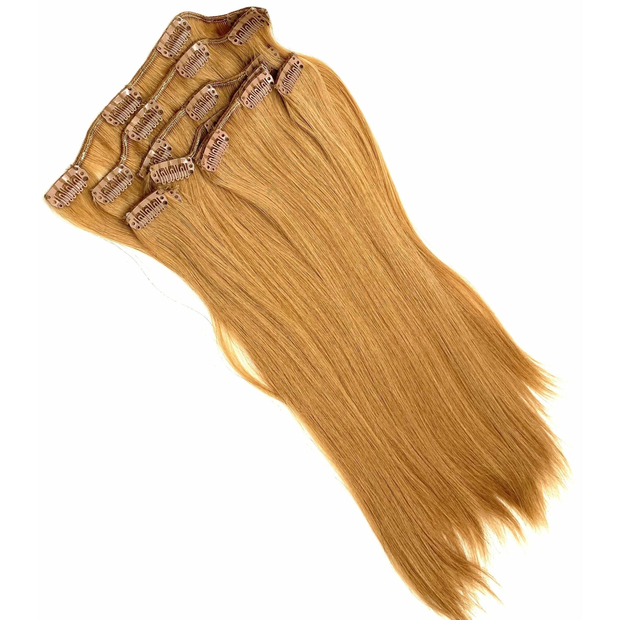 18" Silky Straight Clip-In Hair Extensions - Human Hair Set
