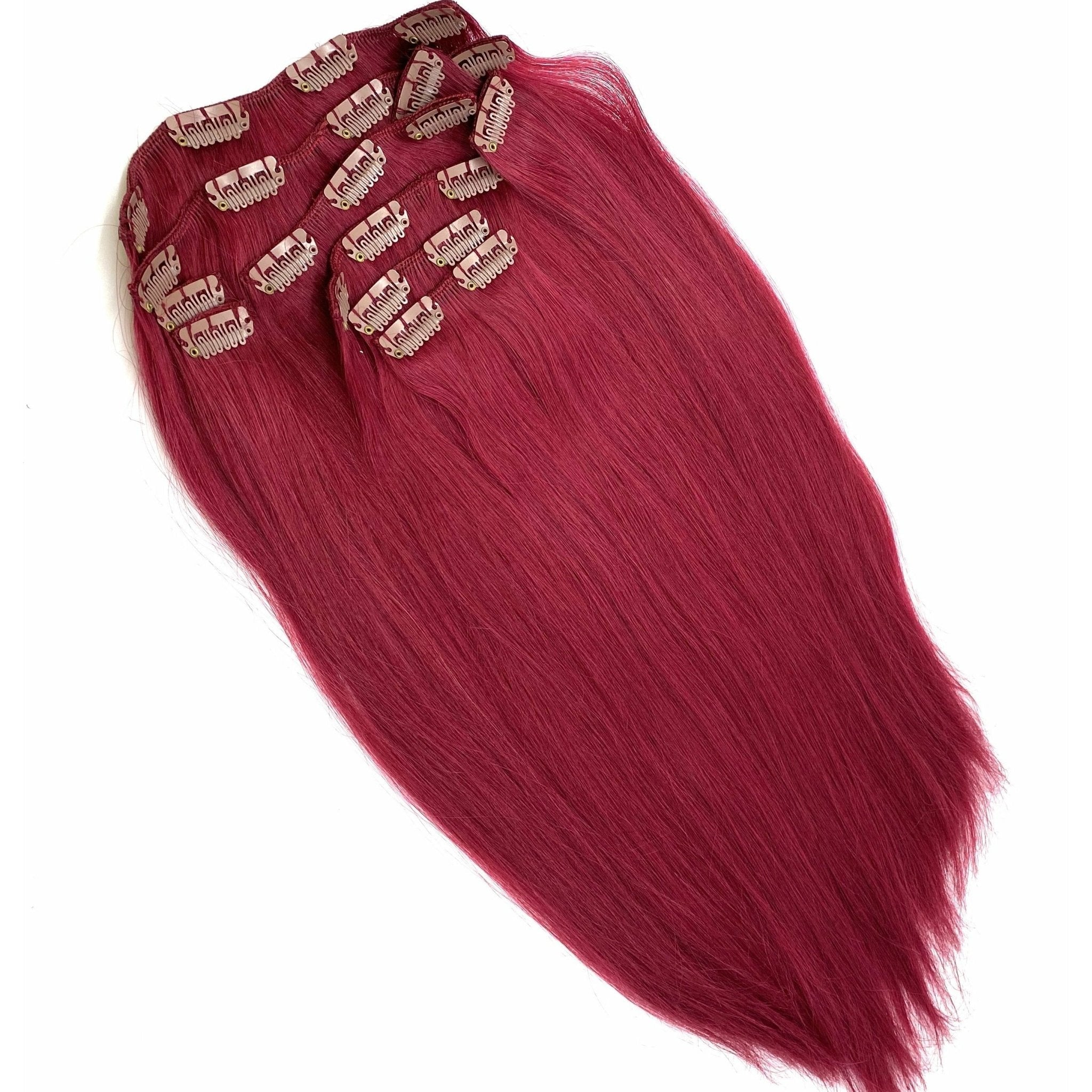 18" Silky Straight Clip-In Hair Extensions - Human Hair Set
