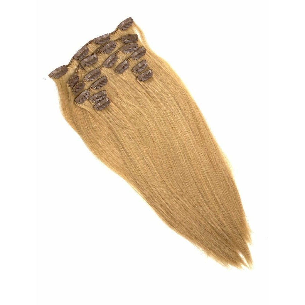 18" Silky Straight Clip-In Hair Extensions - Human Hair Set