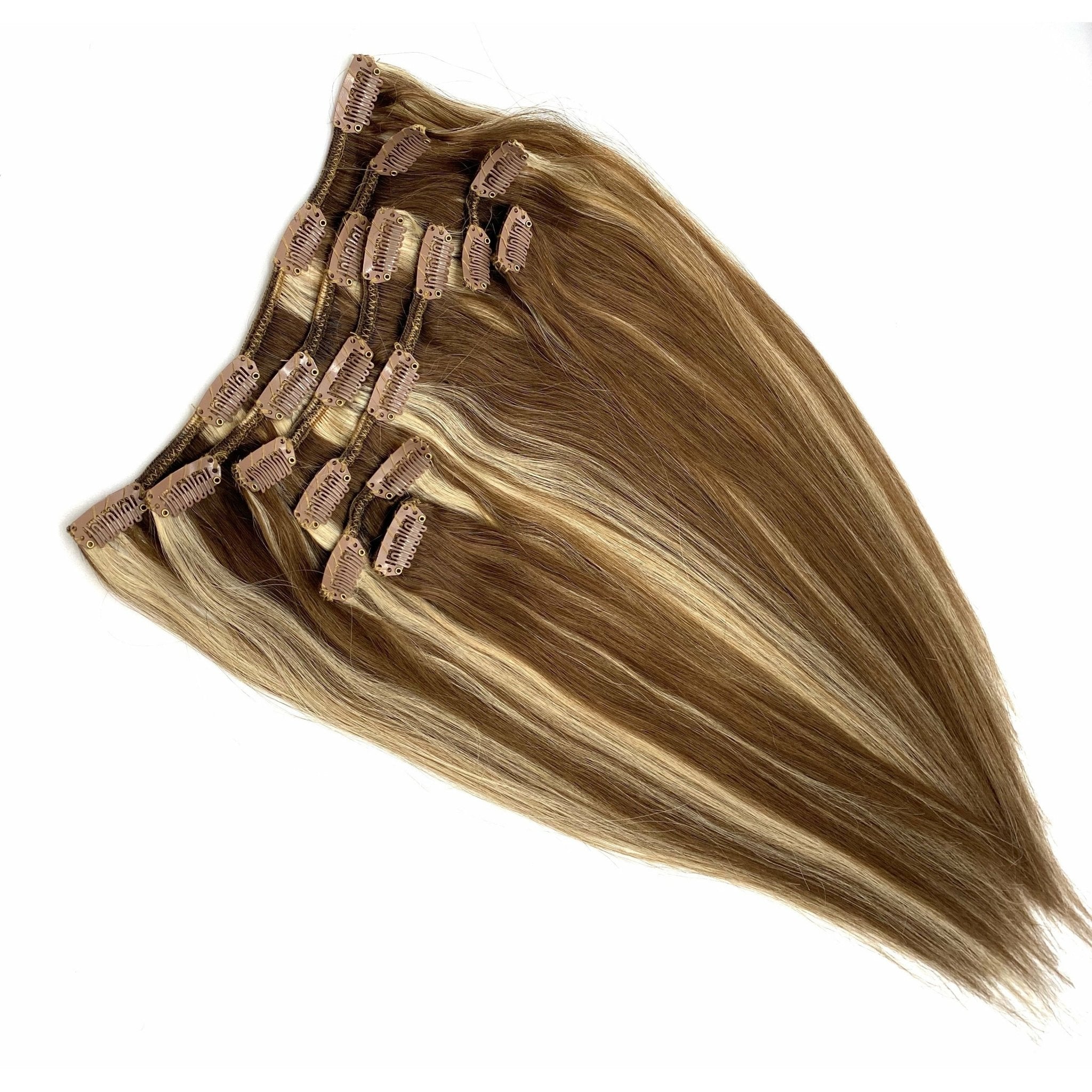 18" Silky Straight Clip-In Hair Extensions - Human Hair Set