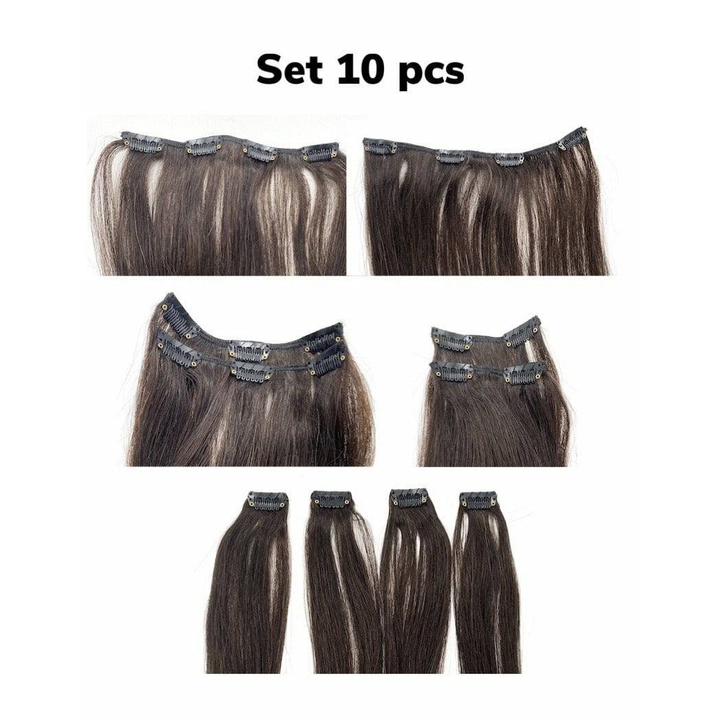 18" Silky Straight Clip-In Hair Extensions - Human Hair Set