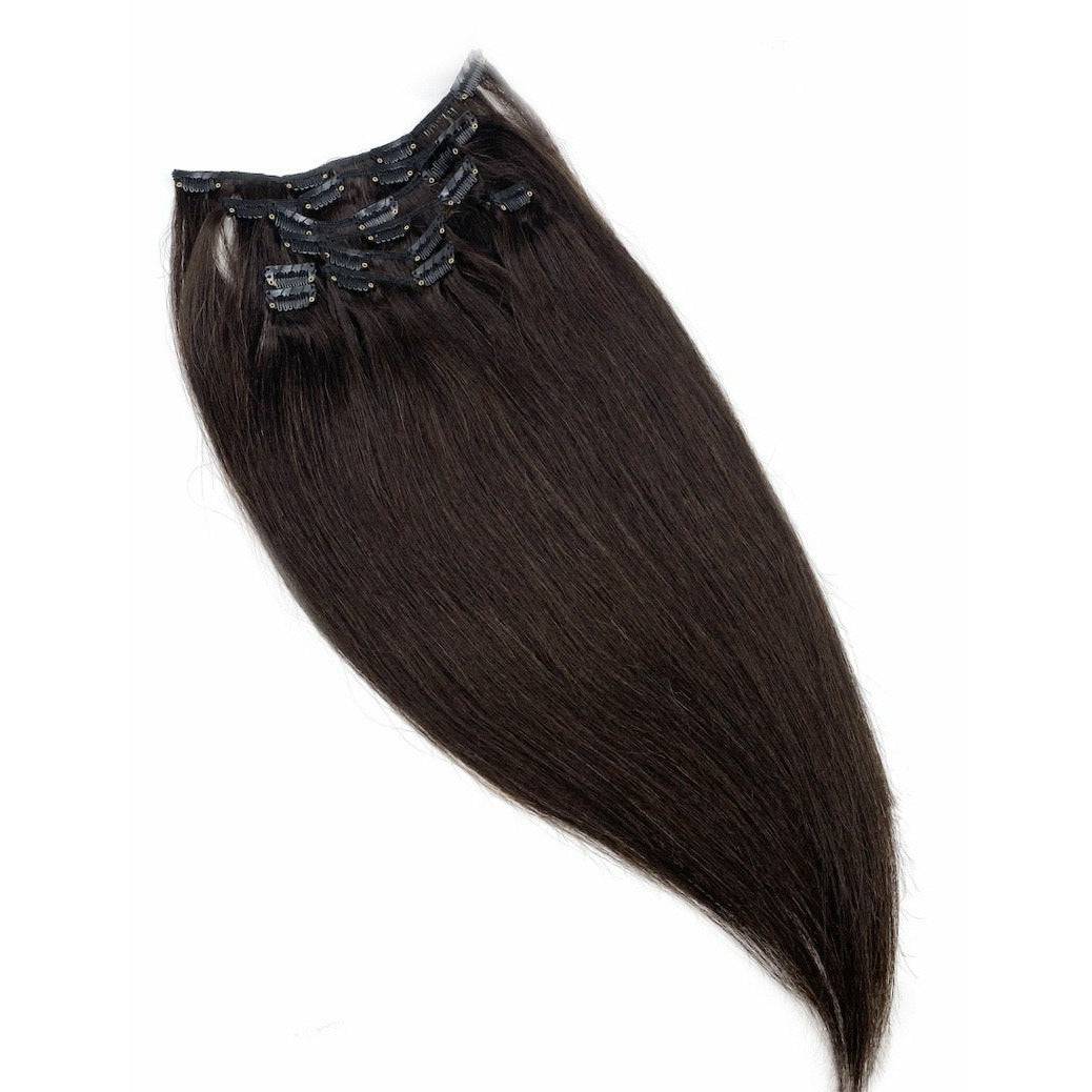 18" Silky Straight Clip-In Hair Extensions - Human Hair Set