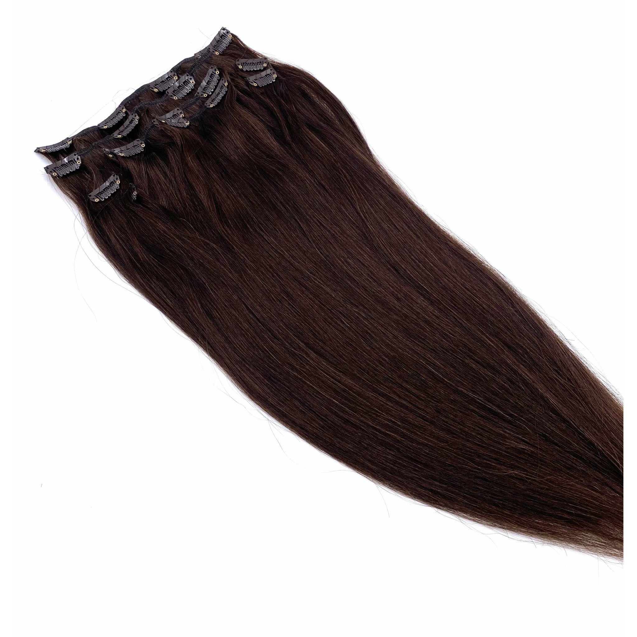 18" Silky Straight Clip-In Hair Extensions - Human Hair Set