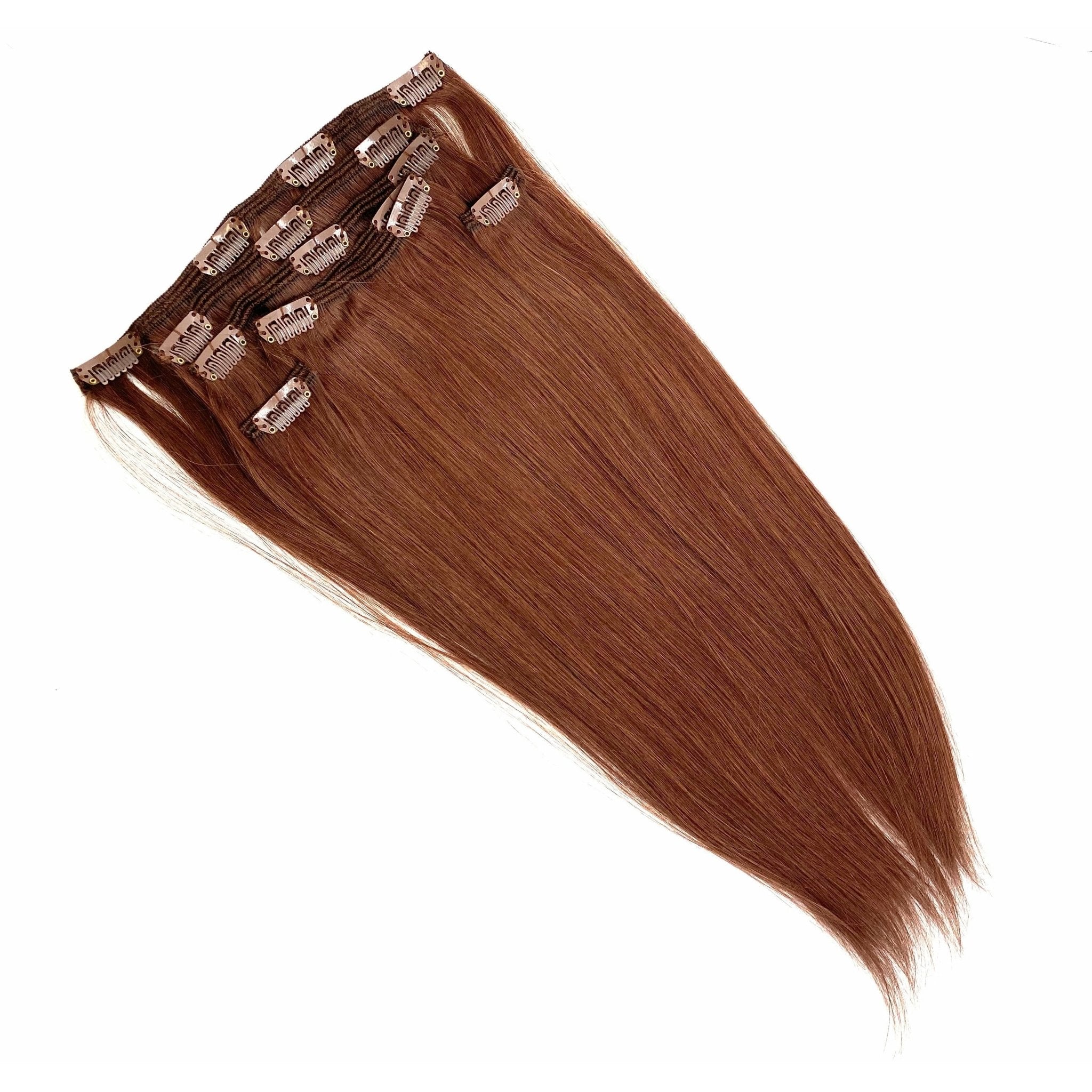 18" Silky Straight Clip-In Hair Extensions - Human Hair Set
