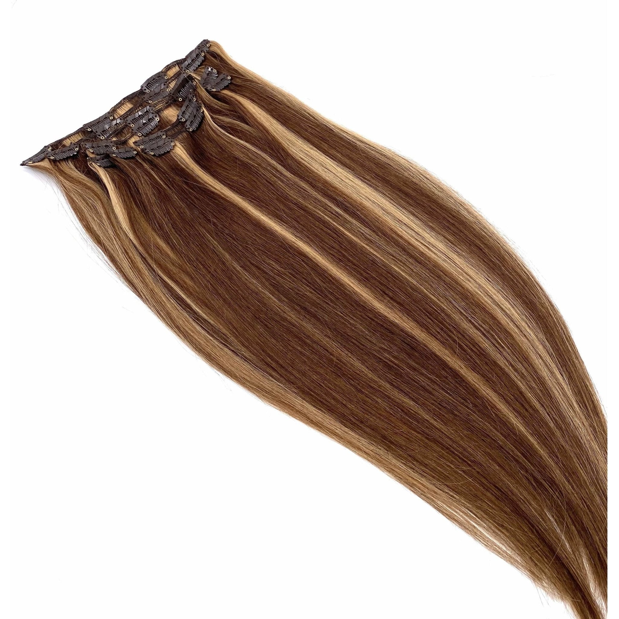 18" Silky Straight Clip-In Hair Extensions - Human Hair Set