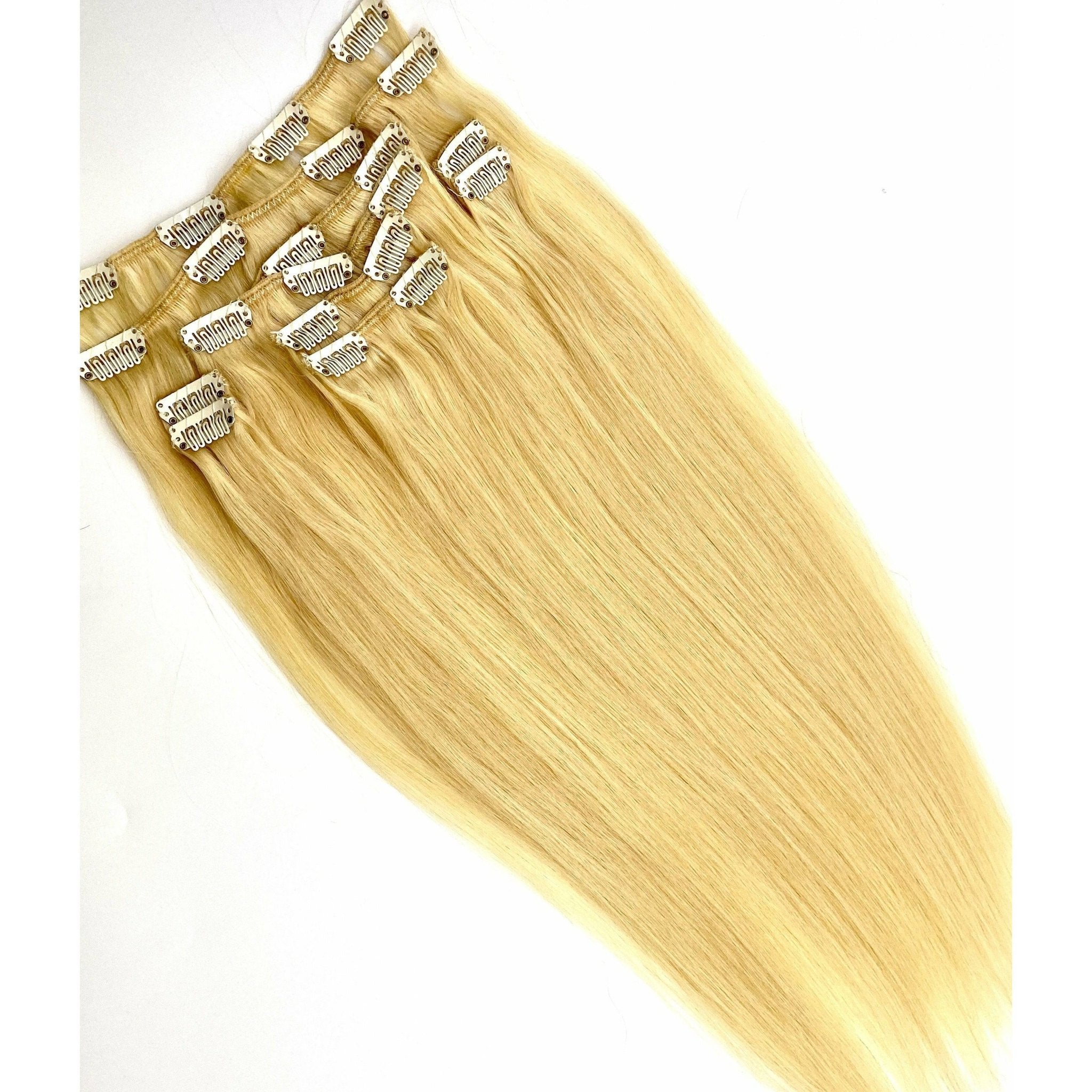 18" Silky Straight Clip-In Hair Extensions - Human Hair Set