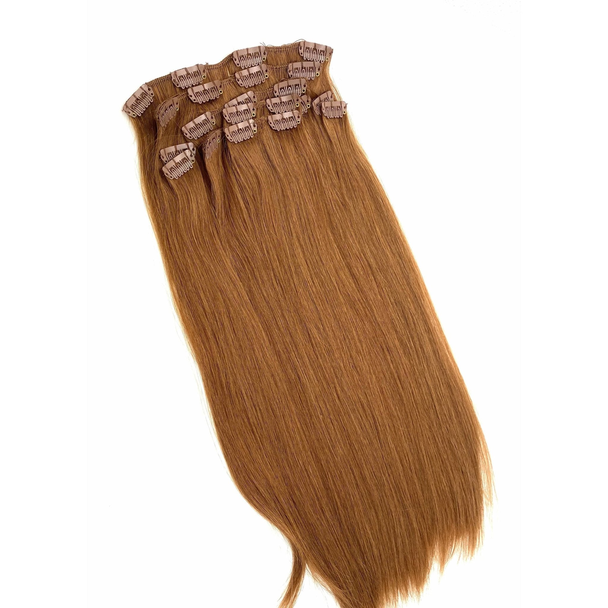 18" Silky Straight Clip-In Hair Extensions - Human Hair Set
