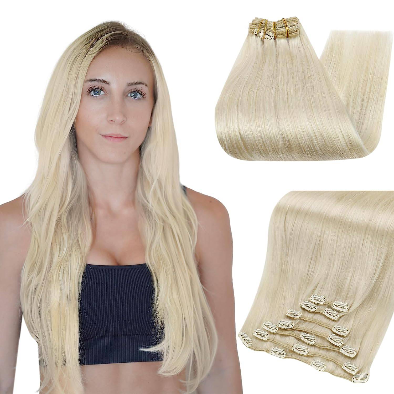 24" Silky Straight Clip-In Hair Extensions - 170g Full Head Set