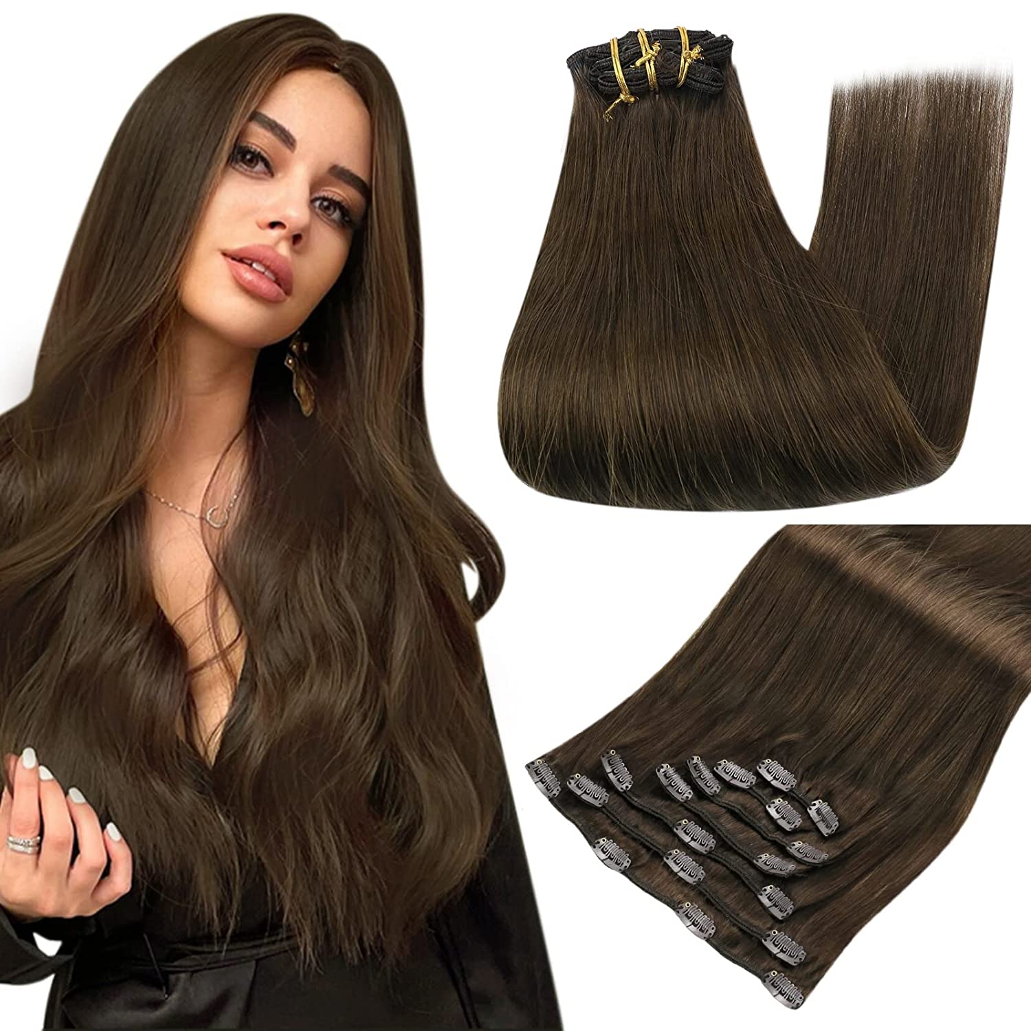24" Silky Straight Clip-In Hair Extensions - 170g Full Head Set
