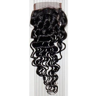 16-inch 4x4 free-part Malaysian Virgin Remy hair closure in natural black