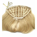 Straight synthetic clip-in hair extensions in Garnet color