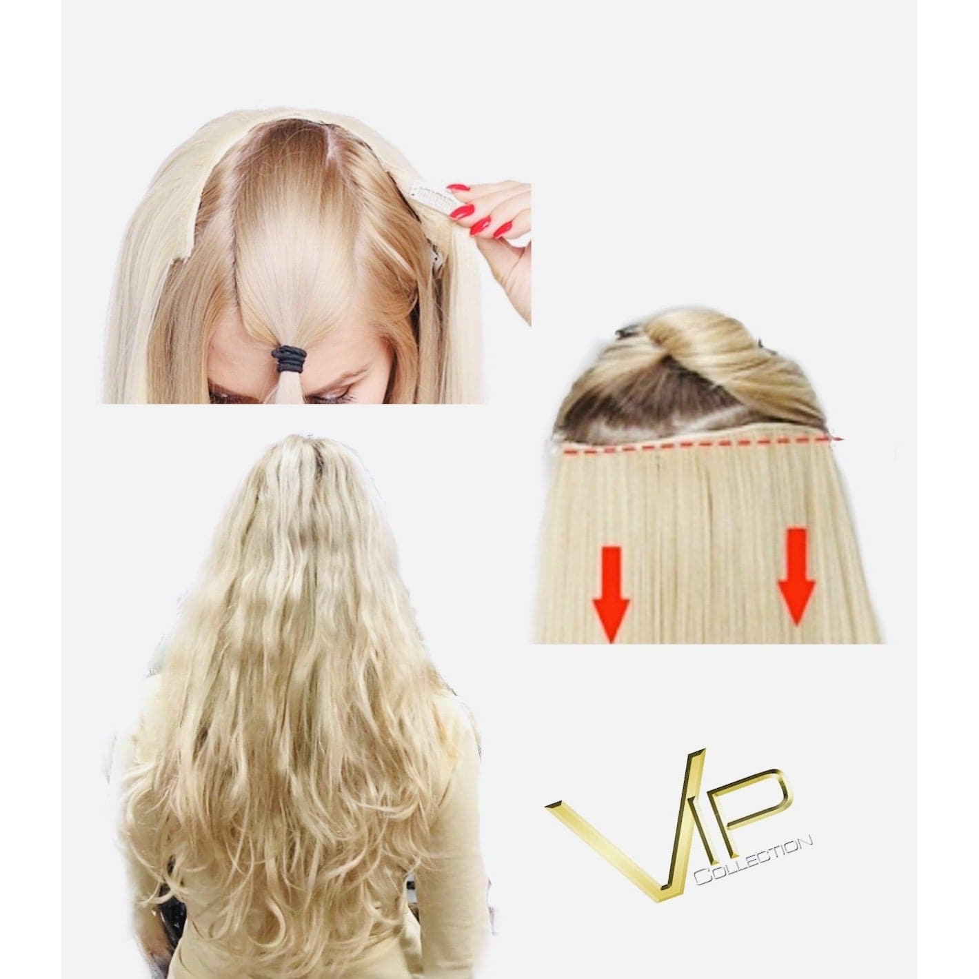 Synthetic Clip-In Hair Extensions in Garnet - Straight Style