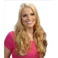 17-inch synthetic clip-in extensions in amber and blonde shades