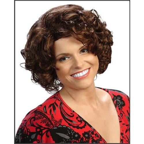 Angelica style synthetic wig in dark brown featuring a retro glamorous silhouette