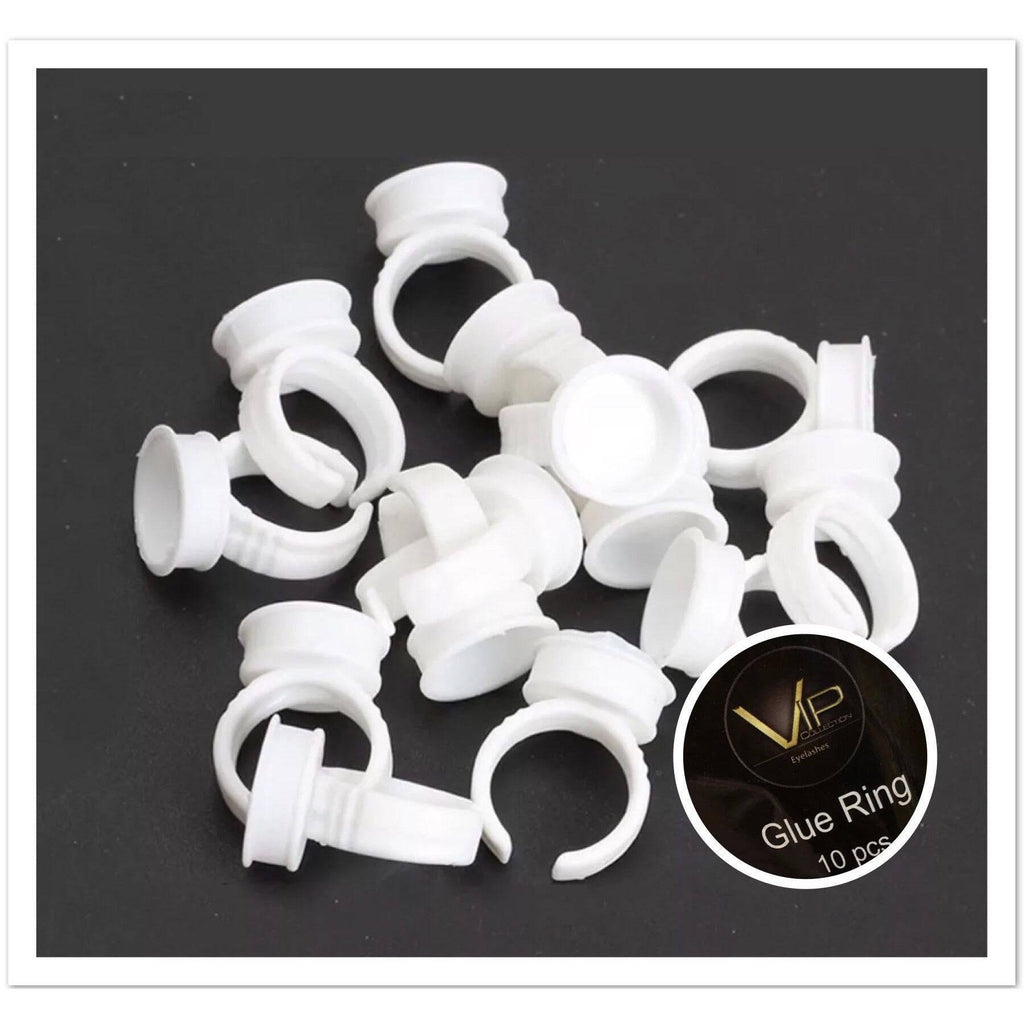 10-pack of white eyelash glue rings for professional lash application