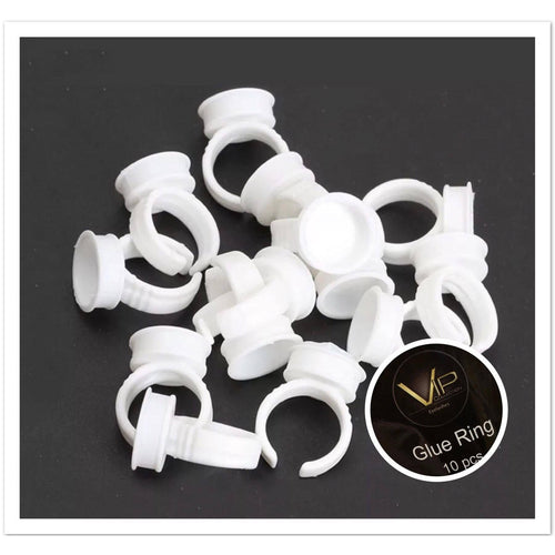 10-pack of white eyelash glue rings for professional lash application