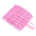 100 count pack of pink micro brushes for eyelash application.