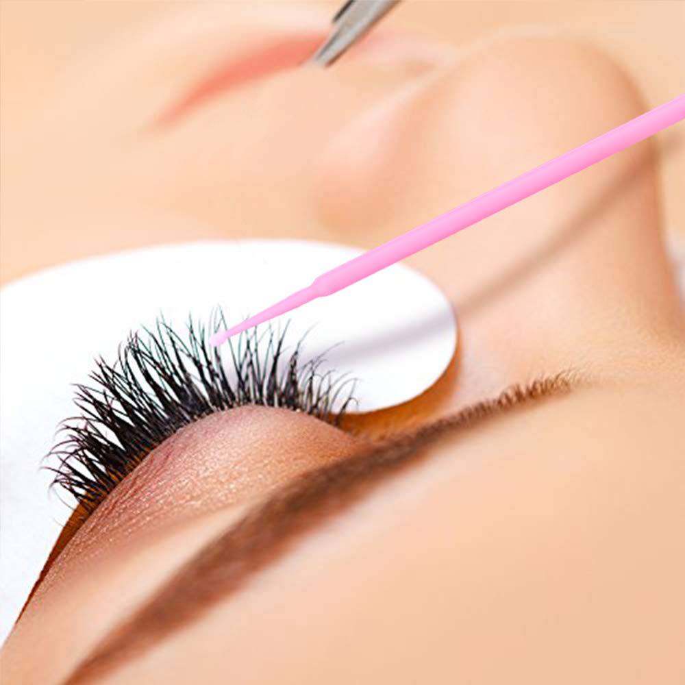 Pink Eyelash Micro Brushes for Precision Application (100 pcs)