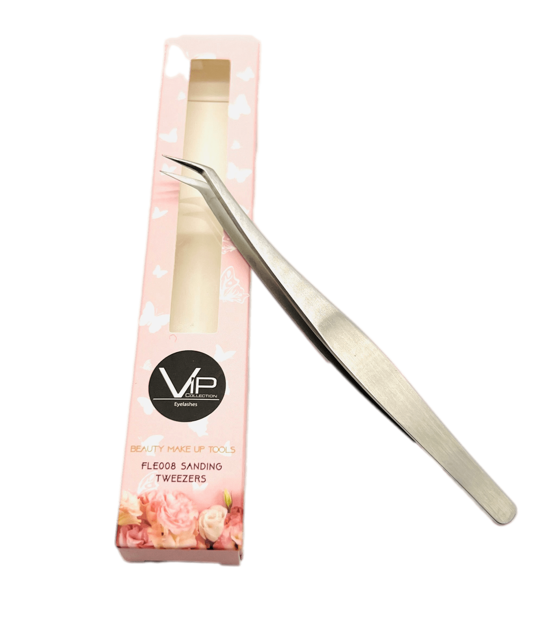 Professional Precision Eyelash Extension Tweezers - Silver/Pink