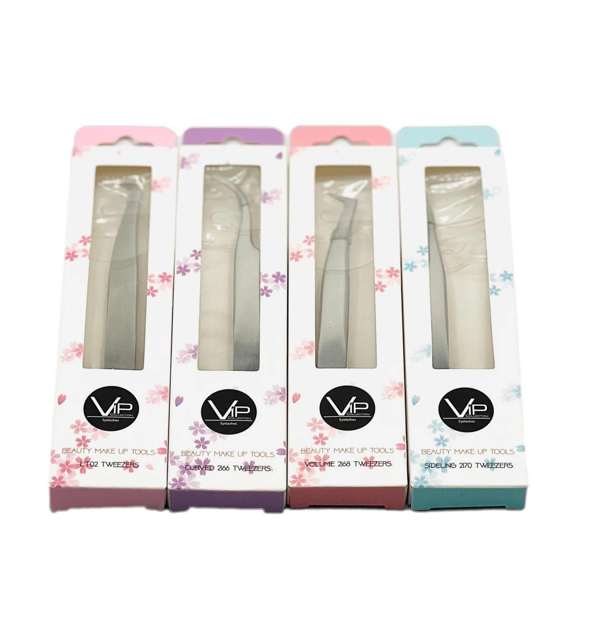 Professional metallic silver eyelash extension tweezers from the VIP collection