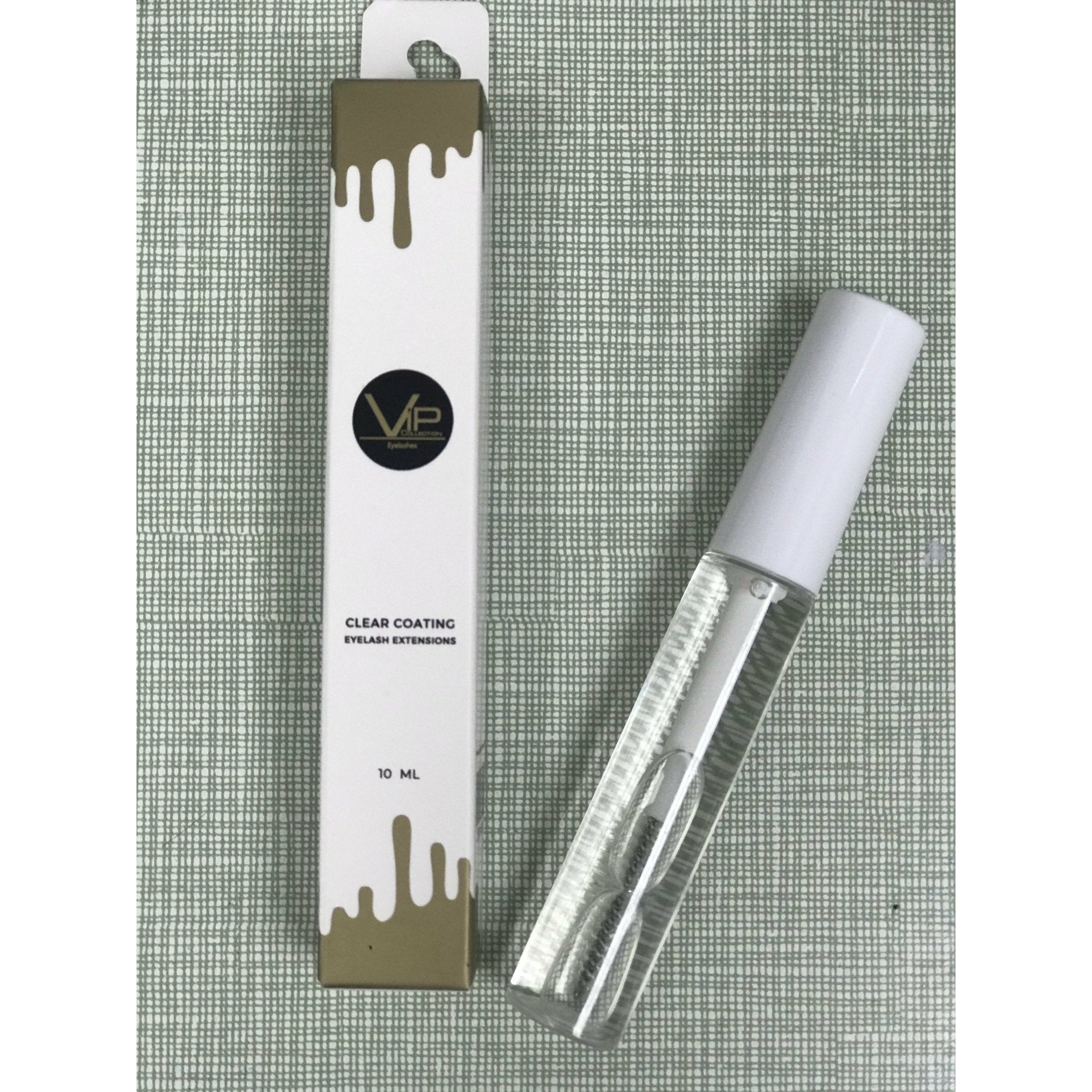 VIP Eyelash Extensions Coating Mascara tubes in Clear and Black 10ml packaging.