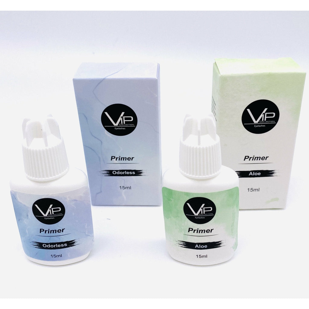 Bottle of VIP Eyelash Glue Primer 15ml, essential for lash extension application.