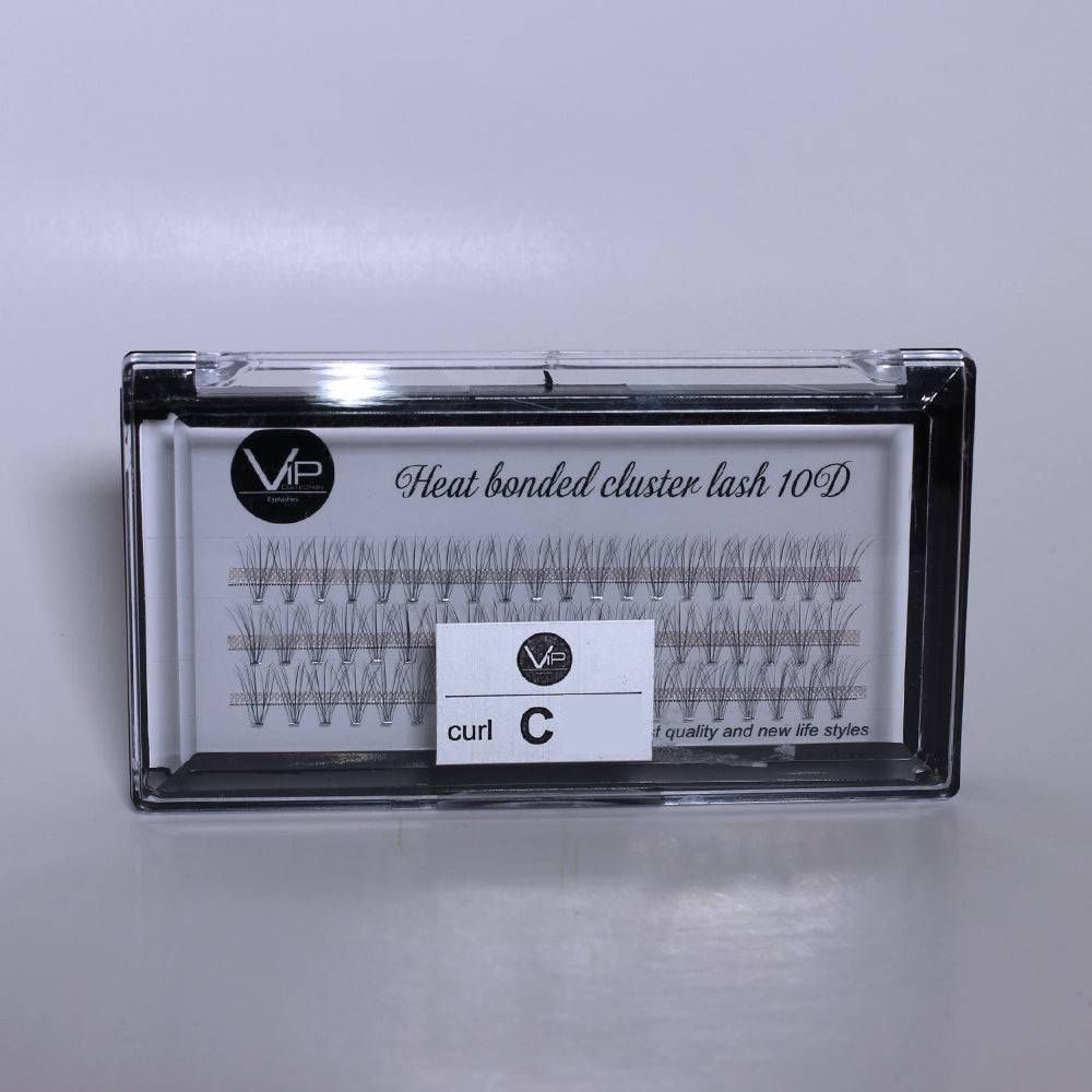 Close up of 10D heat bonded cluster lashes with 0.07mm thickness for professional eyelash extension look