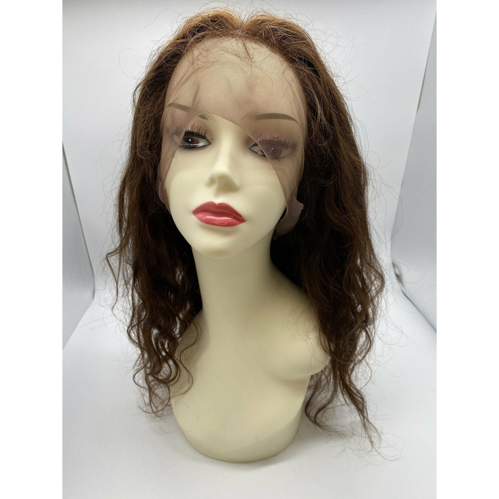 VIP full lace human hair wig featuring brown, red, and blonde ombre balayage tones