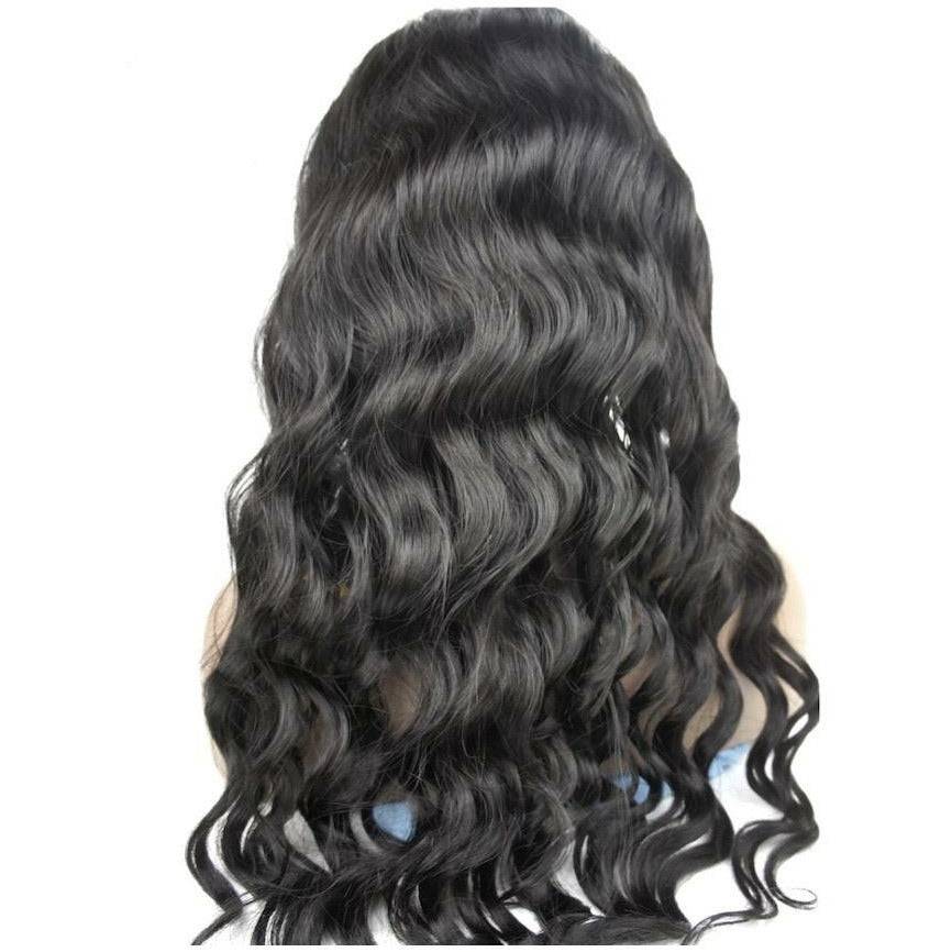 100% Human Hair Natural Black Body Wave Full Lace Wig