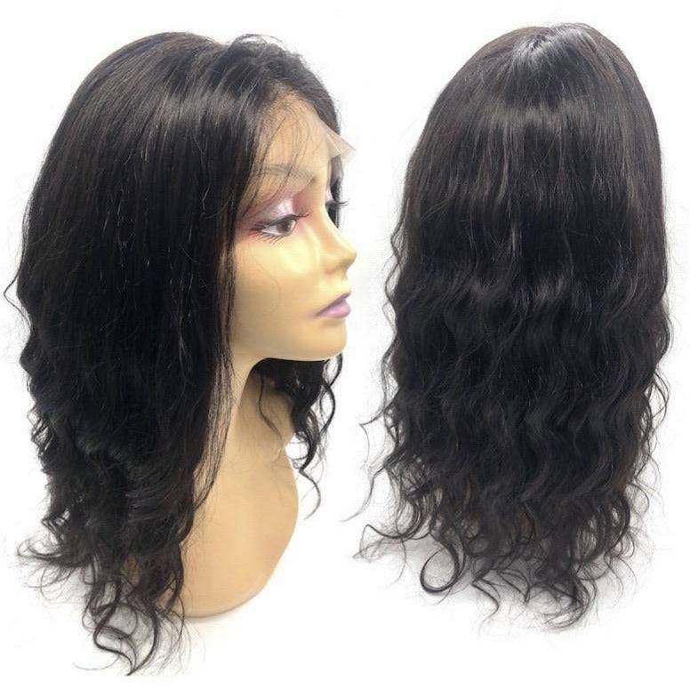 100% Human Hair Natural Black Body Wave Full Lace Wig