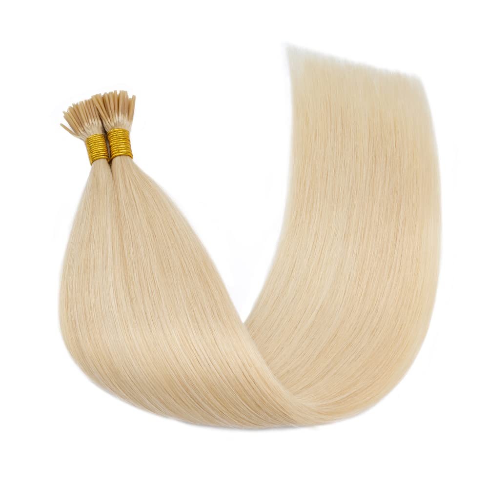 18" Human Remy Hair I-Tip Extensions Straight 100g Light-Brown Ash-Blonde