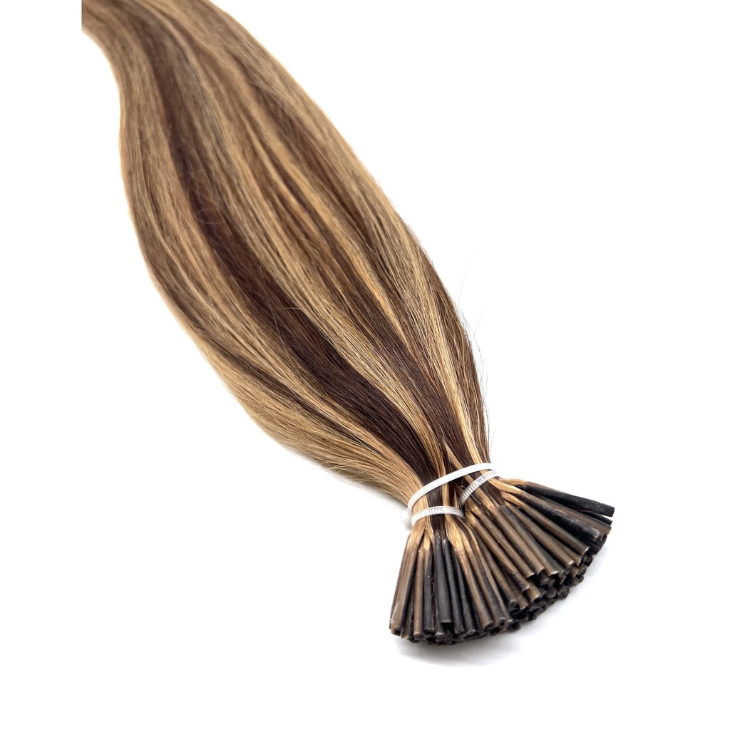 18" Human Remy Hair I-Tip Extensions Straight 100g Light-Brown Ash-Blonde