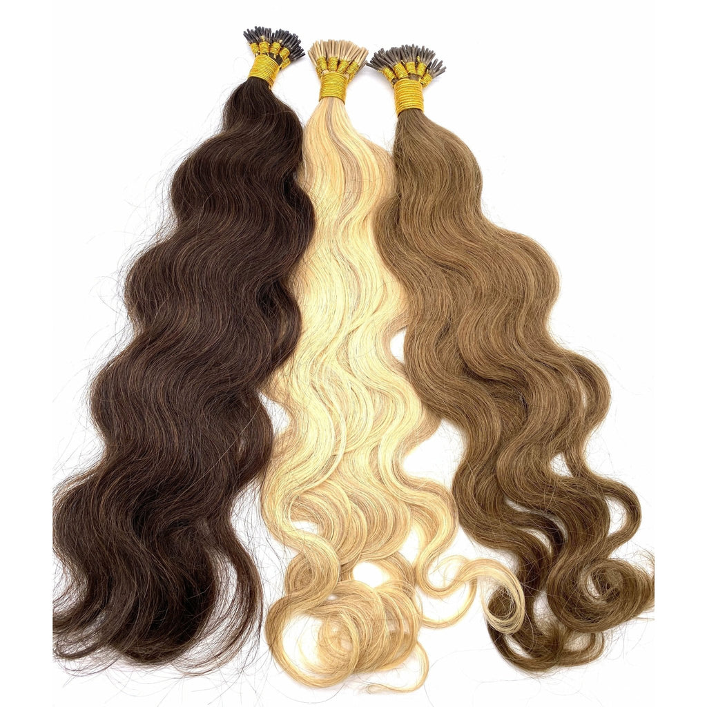 18" Wavy I-Tip Hair Extension System - 100% Remy Human Hair