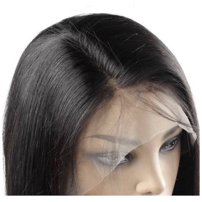 180 Density Lace Front Wig, 100% Human Hair Natural Black Straight