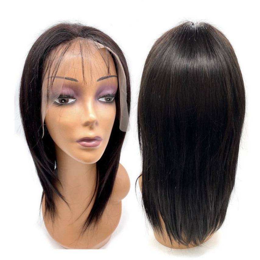 180 Density Lace Front Wig, 100% Human Hair Natural Black Straight