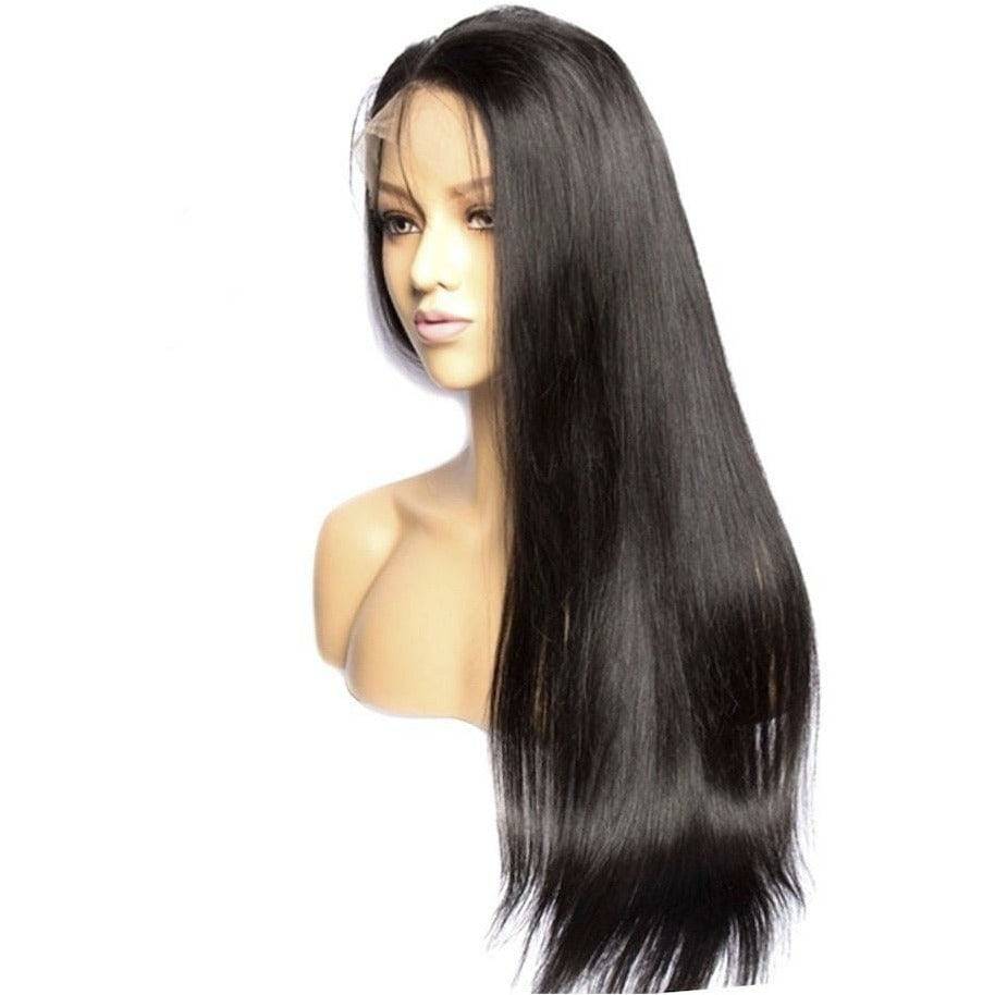 180 Density Lace Front Wig, 100% Human Hair Natural Black Straight