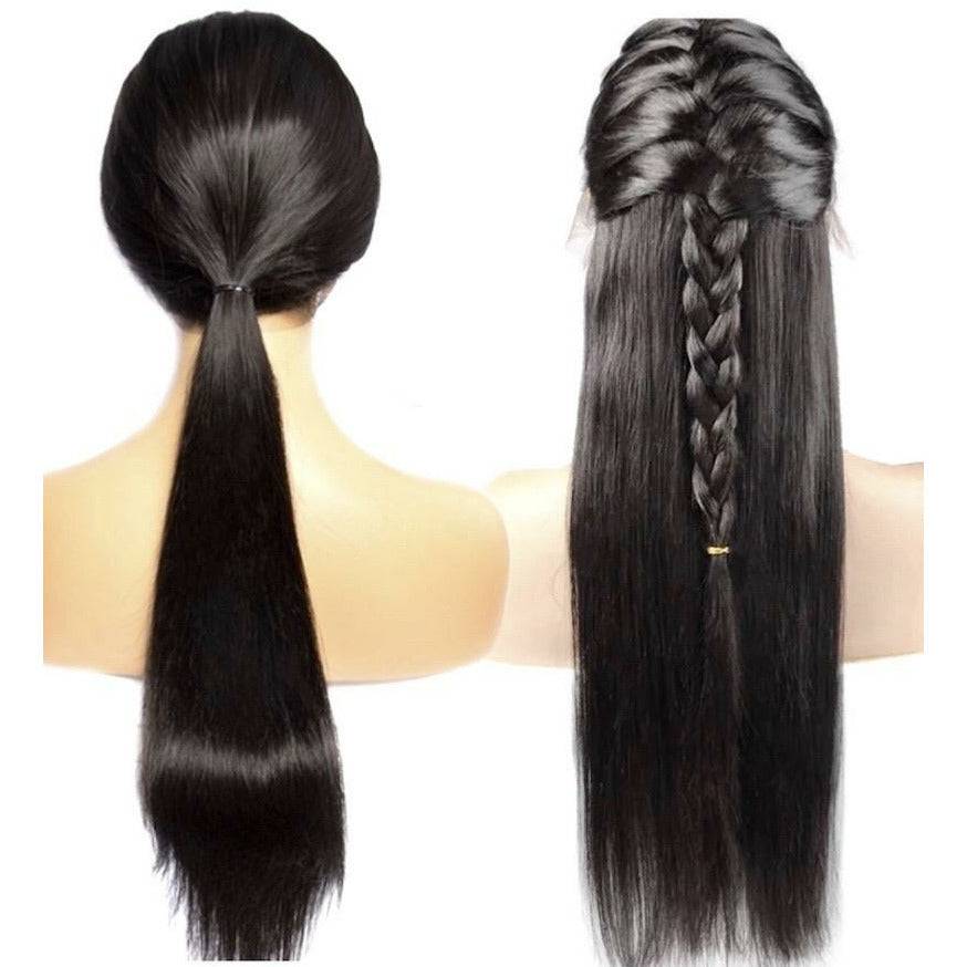 180 Density Lace Front Wig, 100% Human Hair Natural Black Straight