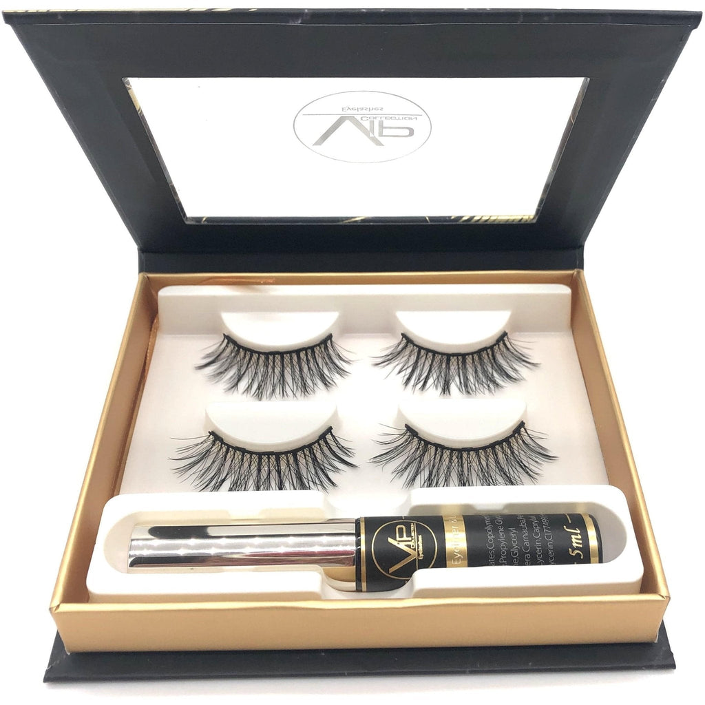 Magnetic Eyeliner and Lash Kit - 2 Pairs Black Glamour Lashes