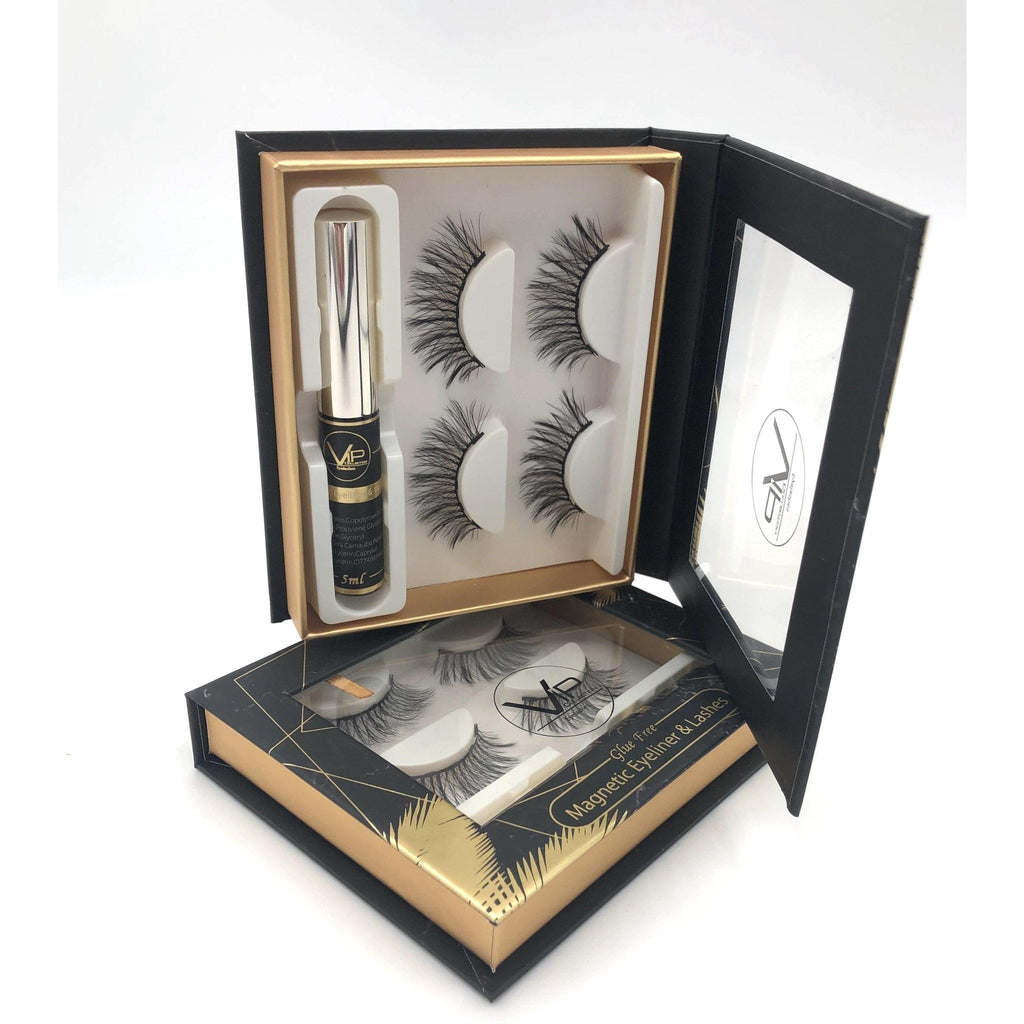 Magnetic Eyeliner and Lash Kit - 2 Pairs Black Glamour Lashes