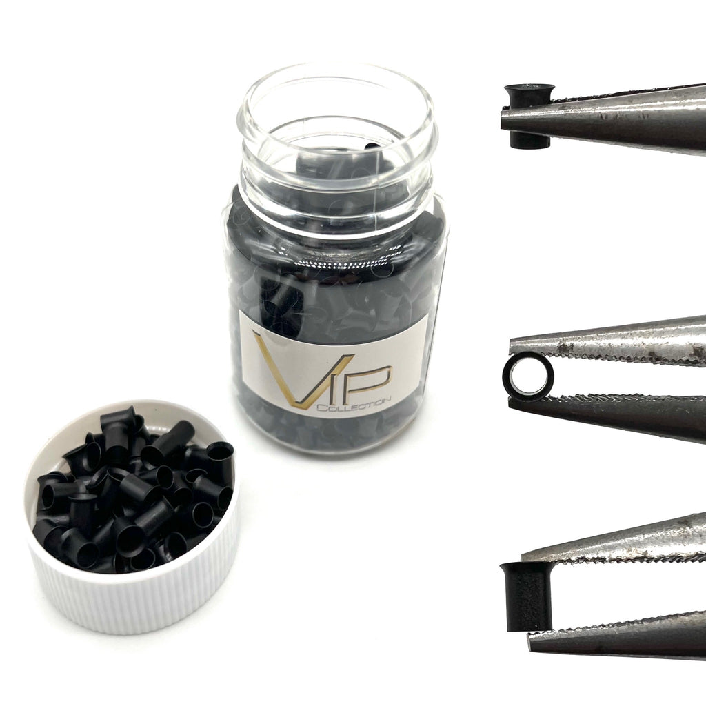 Micro Rings for Hair Extensions - Tube Copper 500 Pcs Brown Black