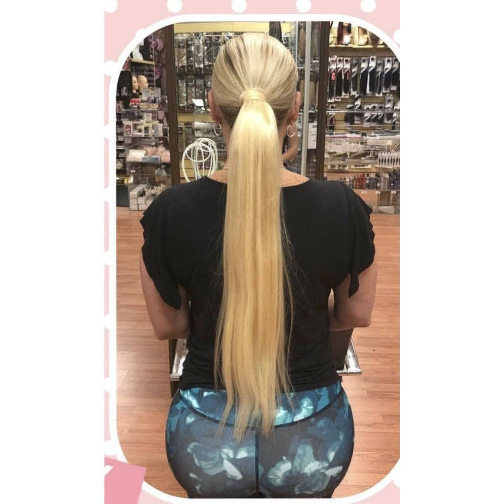 24" Silky Straight Human Hair Wrap-Around Ponytail Extension