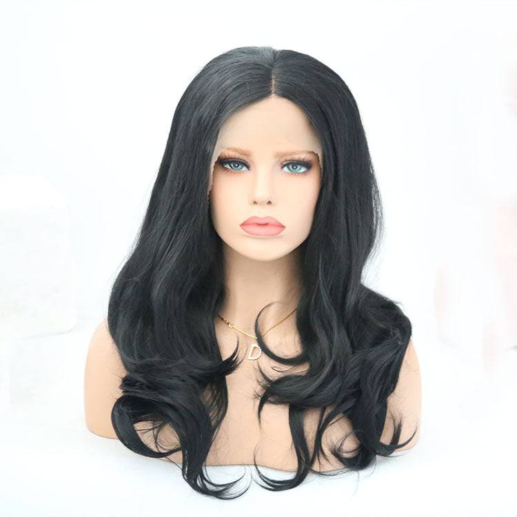 20-inch synthetic lace front wig in Color 1B, long straight style