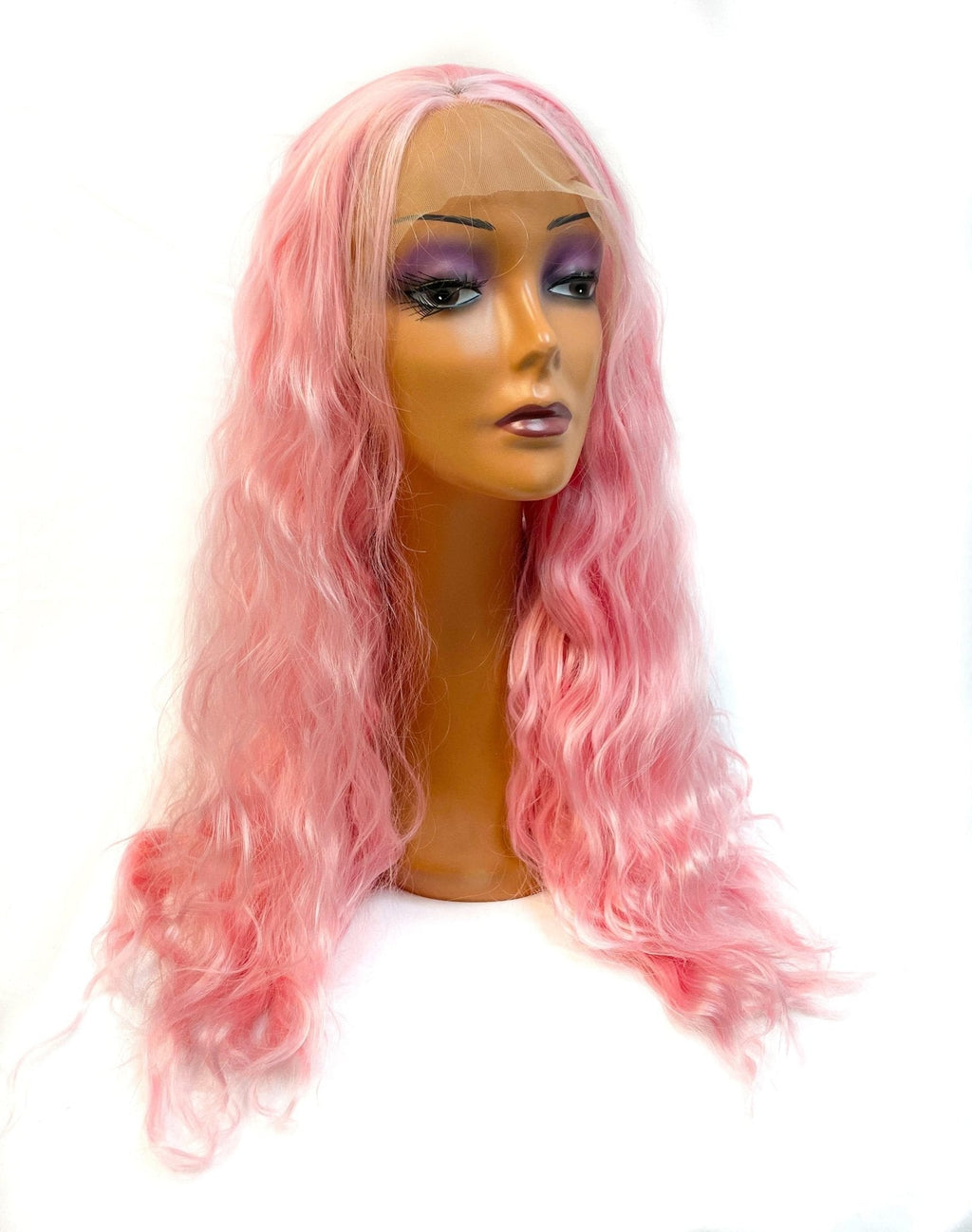 18" Pink Synthetic Lace Front Wig - Natural Looking Hairpiece