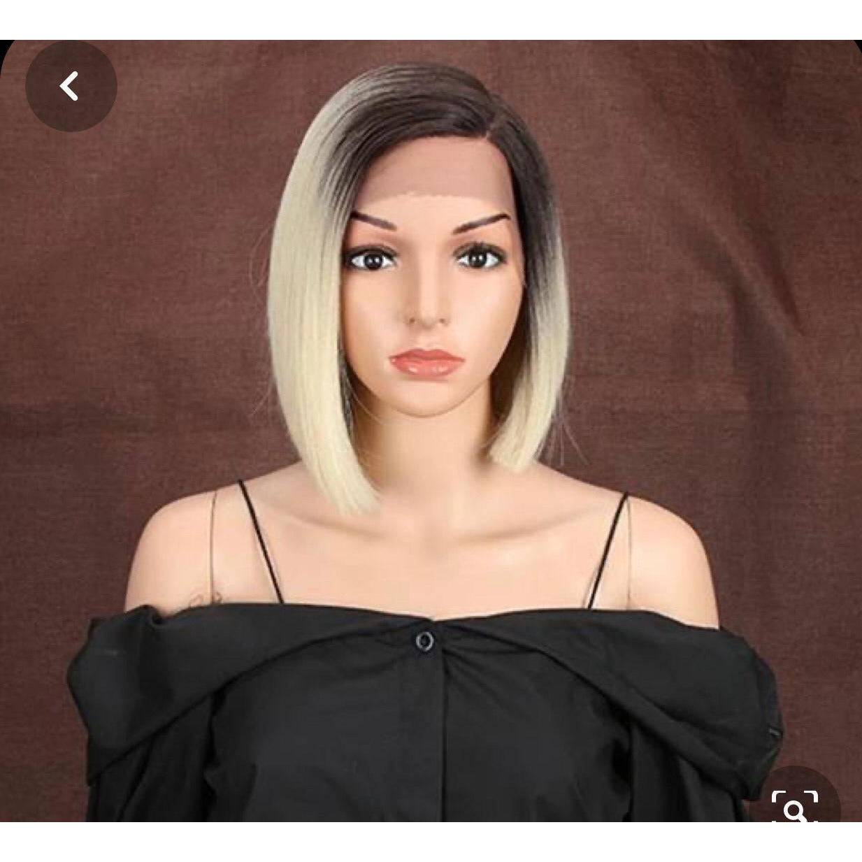 VIP Synthetic Lace Front Wig featuring a trendy Ombre 1B/613 black and blonde color gradient.