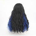 24-inch synthetic lace front wig in 1B-Blue color with natural hairline