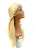 24 inch synthetic lace front wig in solid 613 platinum blonde color